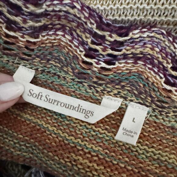 SOFT SURROUNDINGS Albi Crochet Open Knit Rainbow Cardigan Sweater Large L - Picture 8 of 9